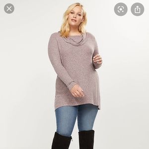 Waffle Knit Cowl-Neck Tunic